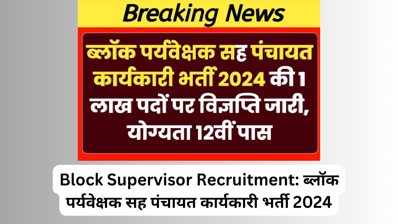 Block Supervisor Recruitment: ब्लॉक पर्यवेक्षक सह पंचायत कार्यकारी भर्ती 2024