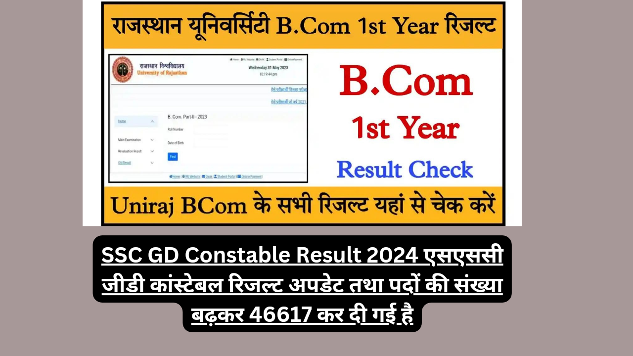 Rajasthan University BCom 1st Year Result 2024 राजस्थान यूनिवर्सिटी बीकॉम फर्स्ट ईयर रिजल्ट जारी